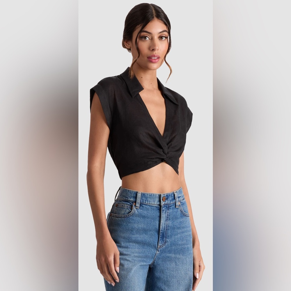 Alice + Olivia Mila Twisted Crop Top - Picture 1 of 7